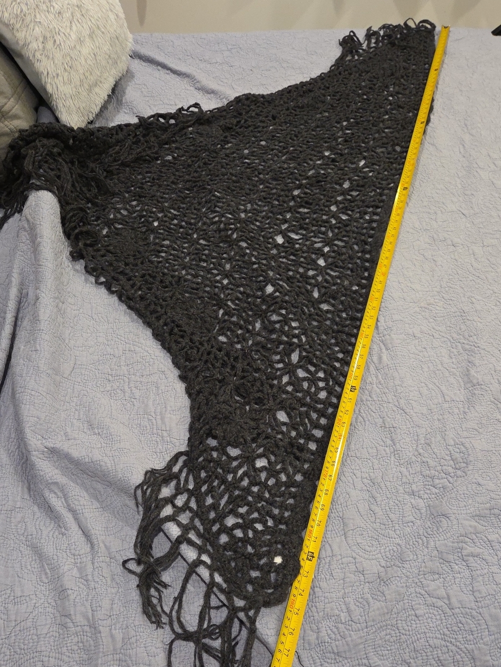 American Eagle Outfitters Charcoal Crochet Fringe Shawl - Picture 7 of 7